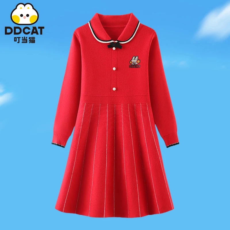叮当猫女童秋冬连衣裙新款中大童公主裙6-12岁潮款洋气小女孩裙子