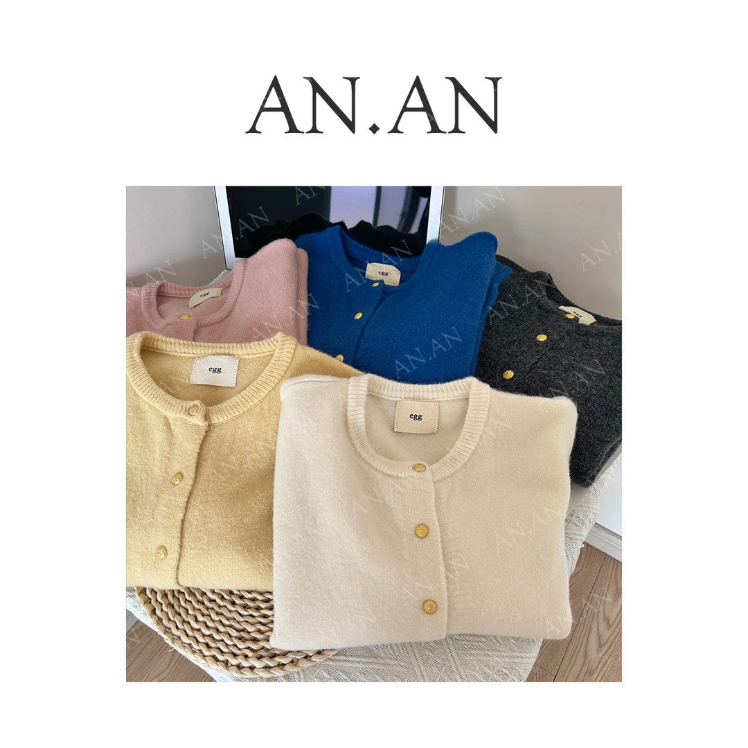 「AN.AN」egg爆款高级气质精致针织百搭显瘦毛衣短款韩版开衫外套