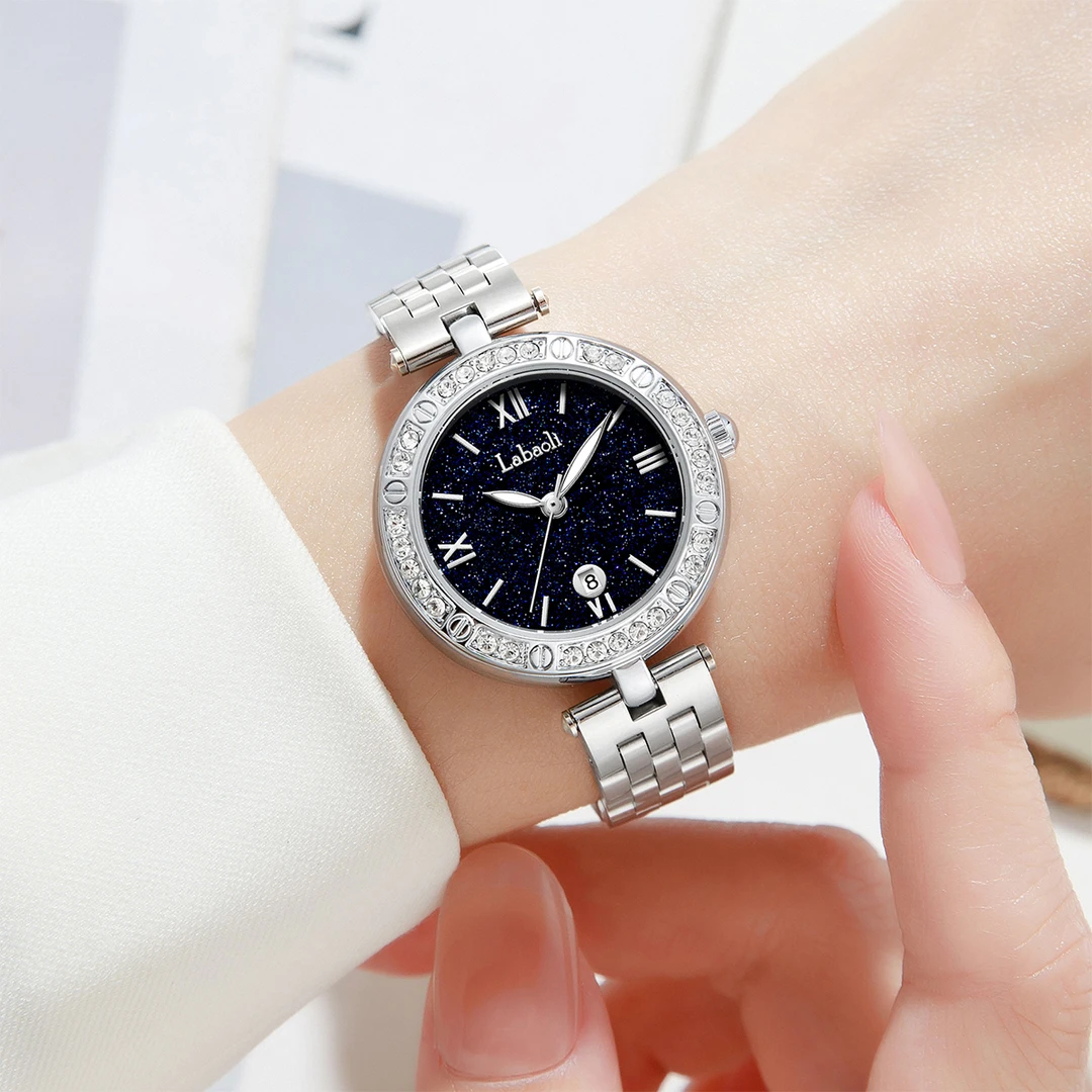 【明星代言】【蓝色星空】钢带防水女士轻奢腕表蓝色星百搭空款