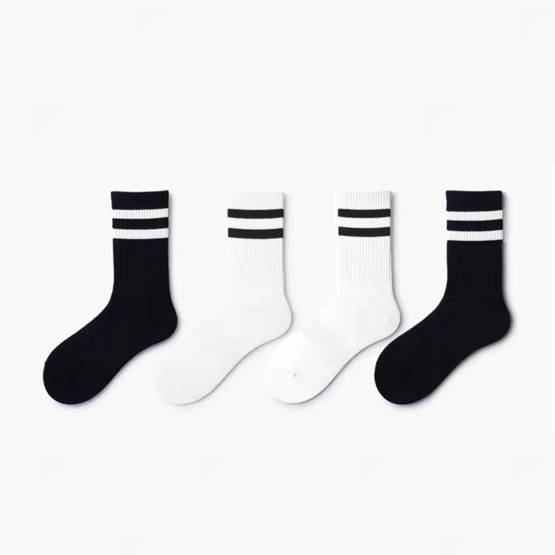 纯棉长袜子女秋季外穿芭比裤高筒袜条纹学院风秋冬配鲨鱼裤中筒袜