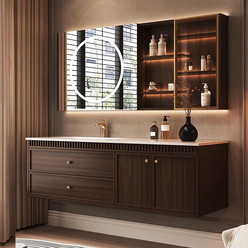 中古风浴室柜组合新中式陶瓷一体盆卫生间洗漱台洗手脸台盆卫浴柜