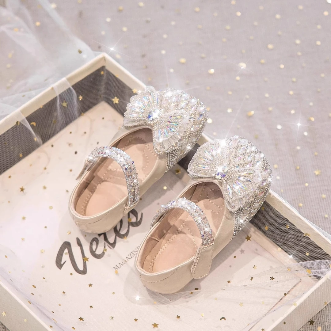 女童公主鞋2024春秋新款儿童鞋子软底洋气小皮鞋小女孩宝宝水晶鞋