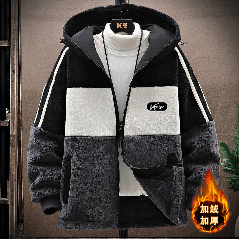 23冬款颗粒绒外套加绒加厚情侣款棉衣学生保暖INS风设计师爆款