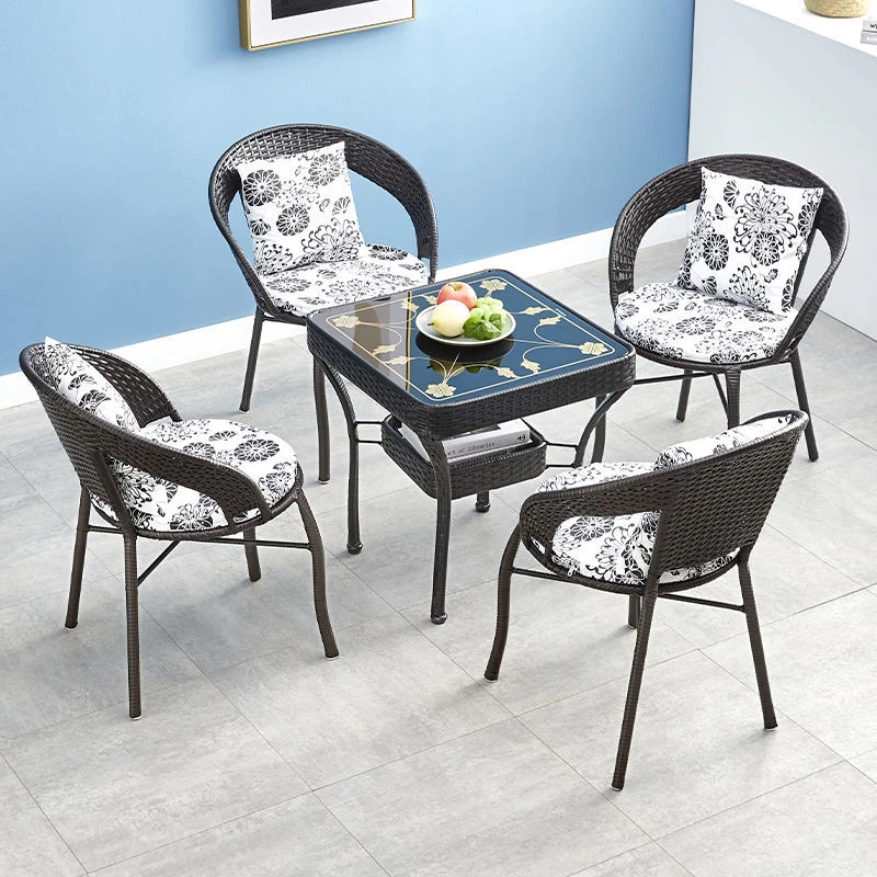 藤椅三件套阳台小桌椅户外庭院茶几组合休闲室外露台藤编靠背椅子