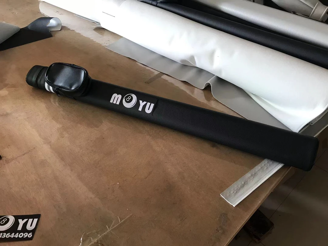 新款黑色带反光条2孔一体杆桶通用美式斯诺克中八1/2高档球杆筒盒