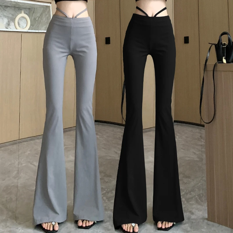 喇叭裤女春夏薄款2025新款高腰显瘦垂感阔腿微喇西装裤休闲长裤子