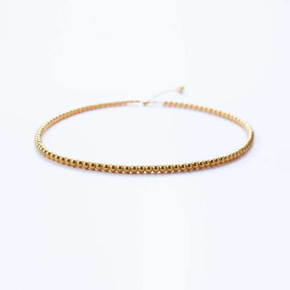 金色3-4mm小米珠项链