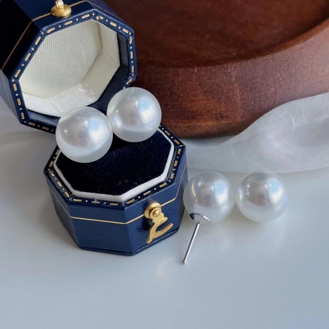 925银仿珍珠耳饰 经典白12mm白色耳钉