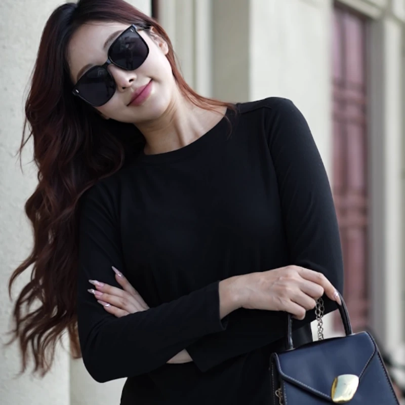 专柜品质时尚休闲玫瑰精油亲肤百搭打底衫