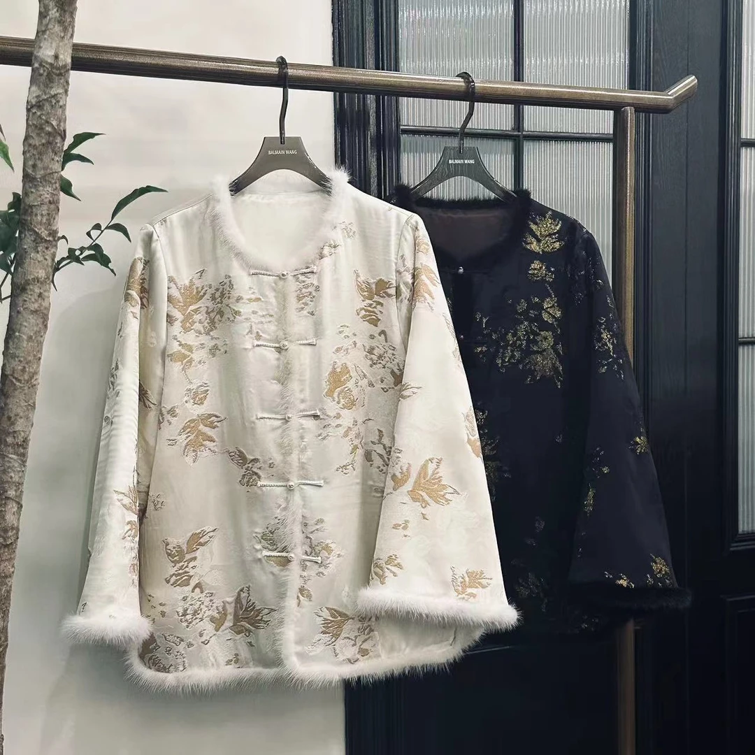 Betty Bairn【曲中人-加棉】高端定制桑蚕丝棉服外套24B-BW6738