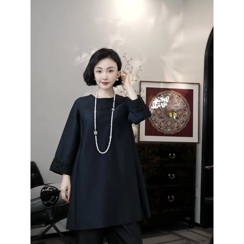 Betty Bairn【南故笙烟】私服系列阔版圆领裙子24B-BW7196