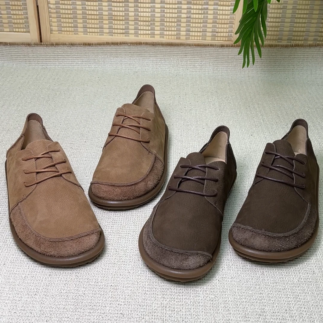 男士头层牛皮舒适百搭棕色平底低帮尚休闲男皮鞋