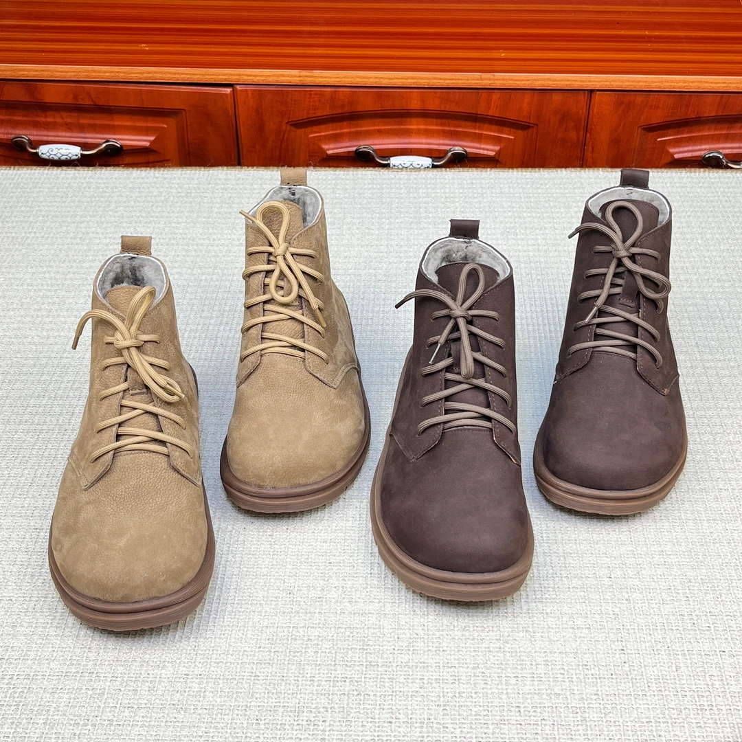 男士羊皮毛一体复古秋冬保暖加厚防滑牛皮时尚马丁靴雪地靴男款