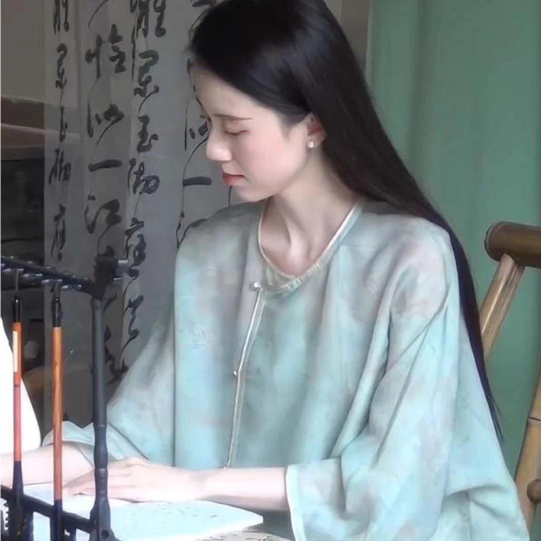 新中式宽松晕染防晒改良衬衫2025年夏季复古轻国风超好看独特上衣