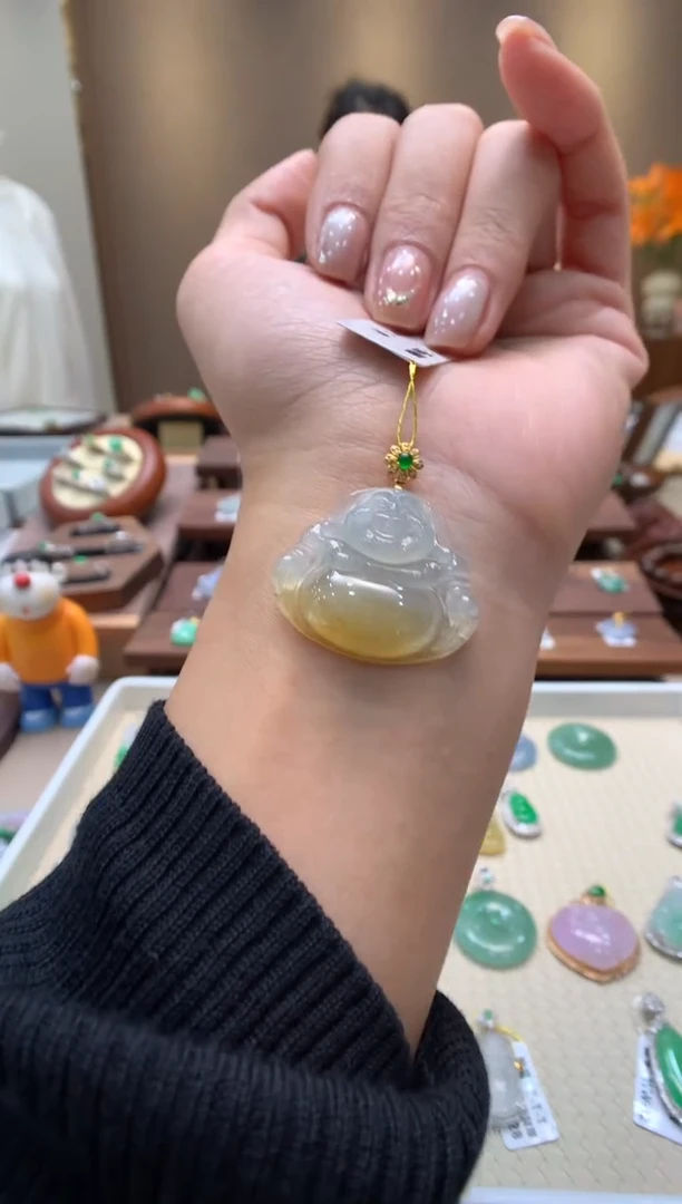 【闪购商品】翡翠颈饰18K金镶嵌佛公