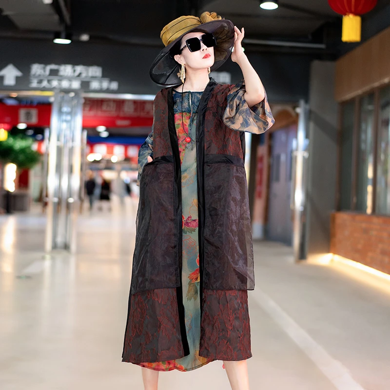 99005桑蚕丝春季百搭复古通勤宽松显瘦花色时尚气质女士提花i马甲