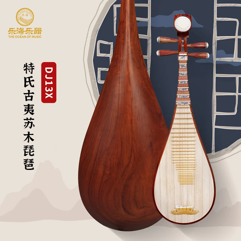 乐海 琵琶乐器入门考级特氏古夷苏木材质木轴木相弦下有余DJ13X