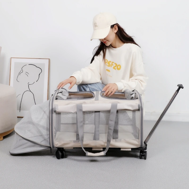 宠物拉杆箱出行外出便携大容量多猫咪背包中小型犬猫笼子狗携带包