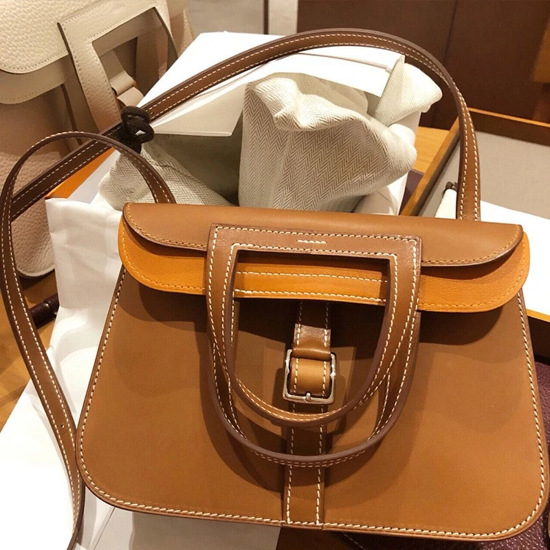 工厂2025春夏新款头层牛皮荔枝纹公文包单肩斜挎牛皮女包手提