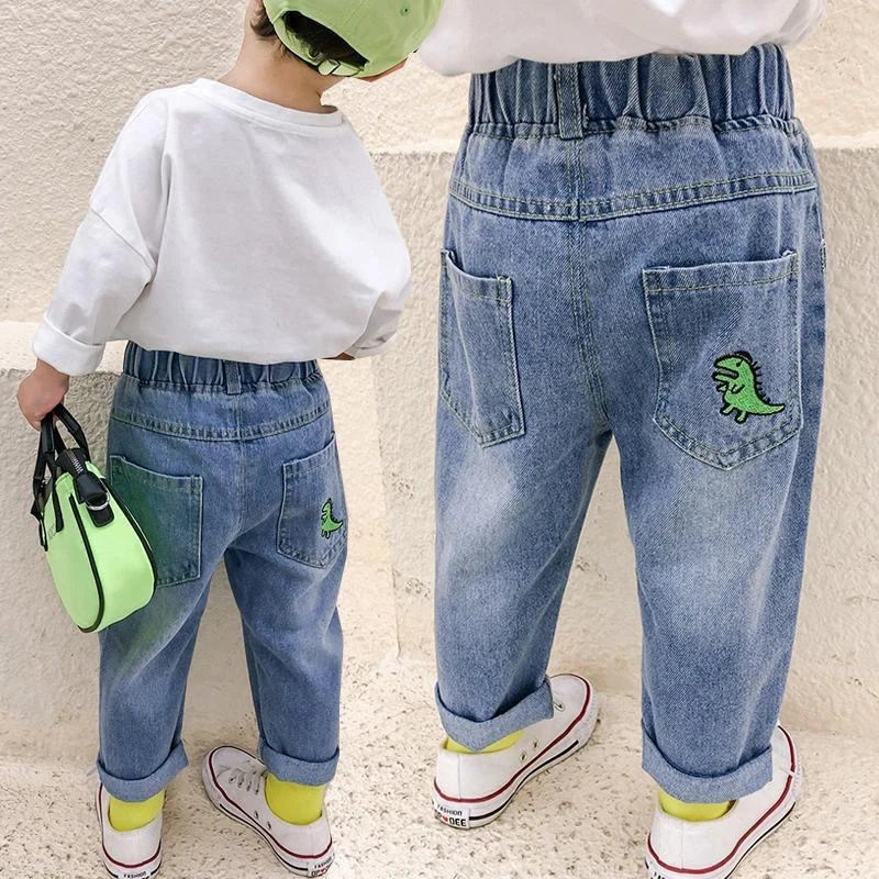 男童牛仔裤春秋帅气男宝裤子春秋韩版2024年新款春装直筒长裤小童