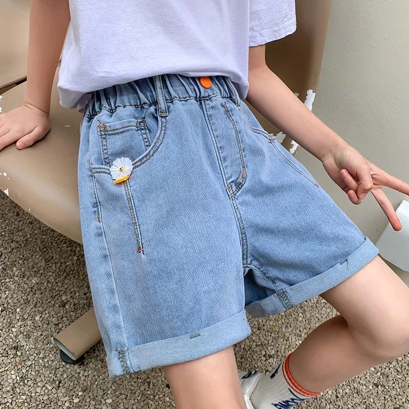 女童牛仔短裤2023新款儿童中大童夏季薄款女孩夏装洋气宽松外穿潮