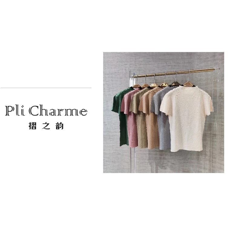 【摺之韵专属】一片式鑽石褶T恤短袖3D立體時尚氣質雙面穿百搭 5511