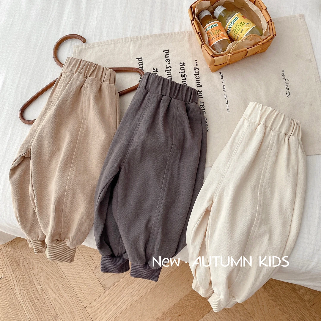 儿童纯色运动裤0-5岁秋季男童宽松简约束脚休闲裤宝宝柔软裤子潮