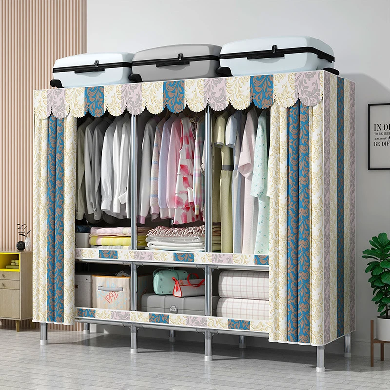 简易衣柜钢管加粗加固合金接口布衣柜简约经济型组装收纳整理衣橱
