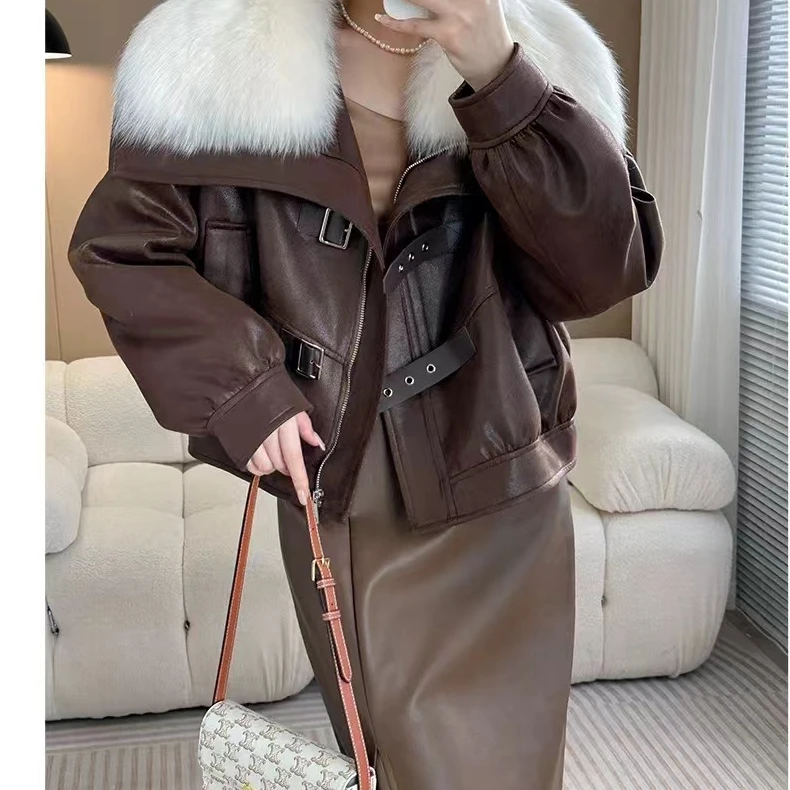 2024秋冬新款狐狸毛短外套短款气质设计师