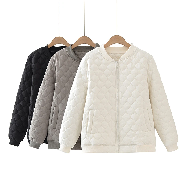 水洗涤棉绗绣一体大码女装女款棉服外套