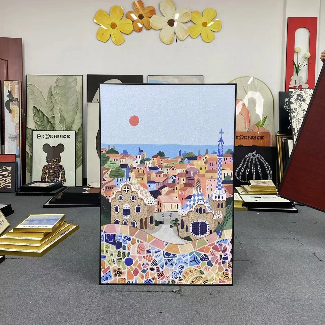 小众客厅背景墙风景装饰画玄廊壁画卧室书房民宿设计画建筑80120