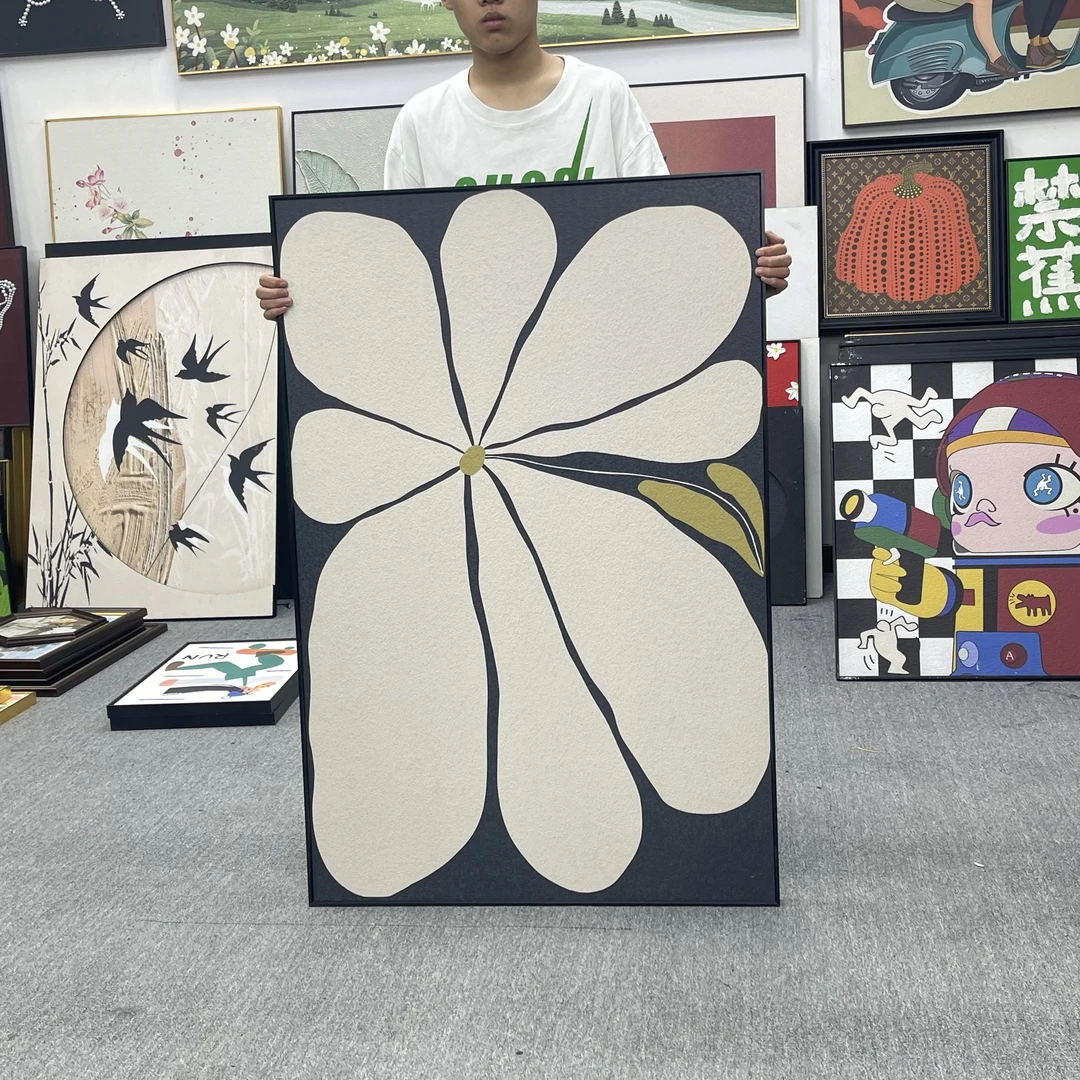 现代简约极简北欧植物客厅餐厅玄关装饰画卧室壁画黑白花卉80120