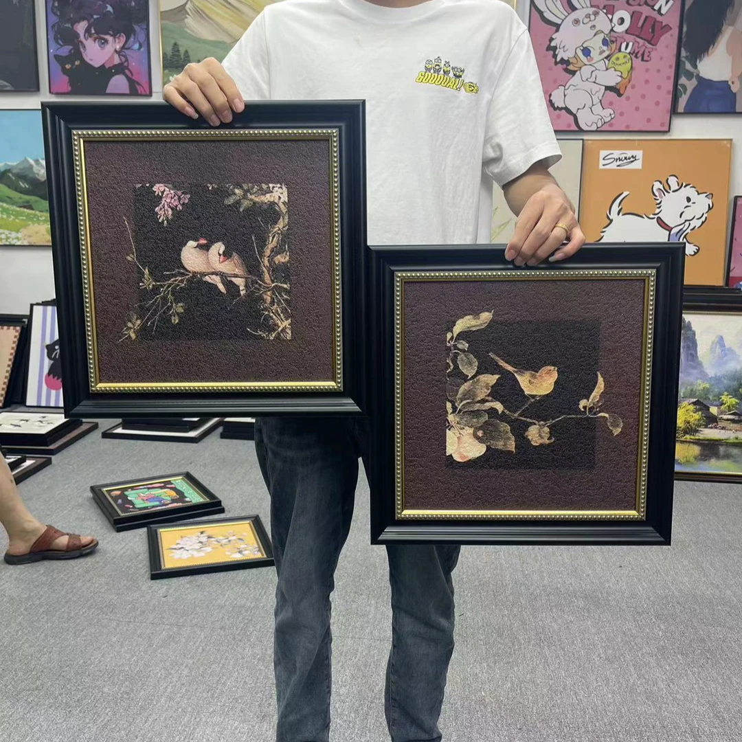 中古风餐厅装饰画法式小众复古客厅沙发背景墙壁画诧寂风组合4040