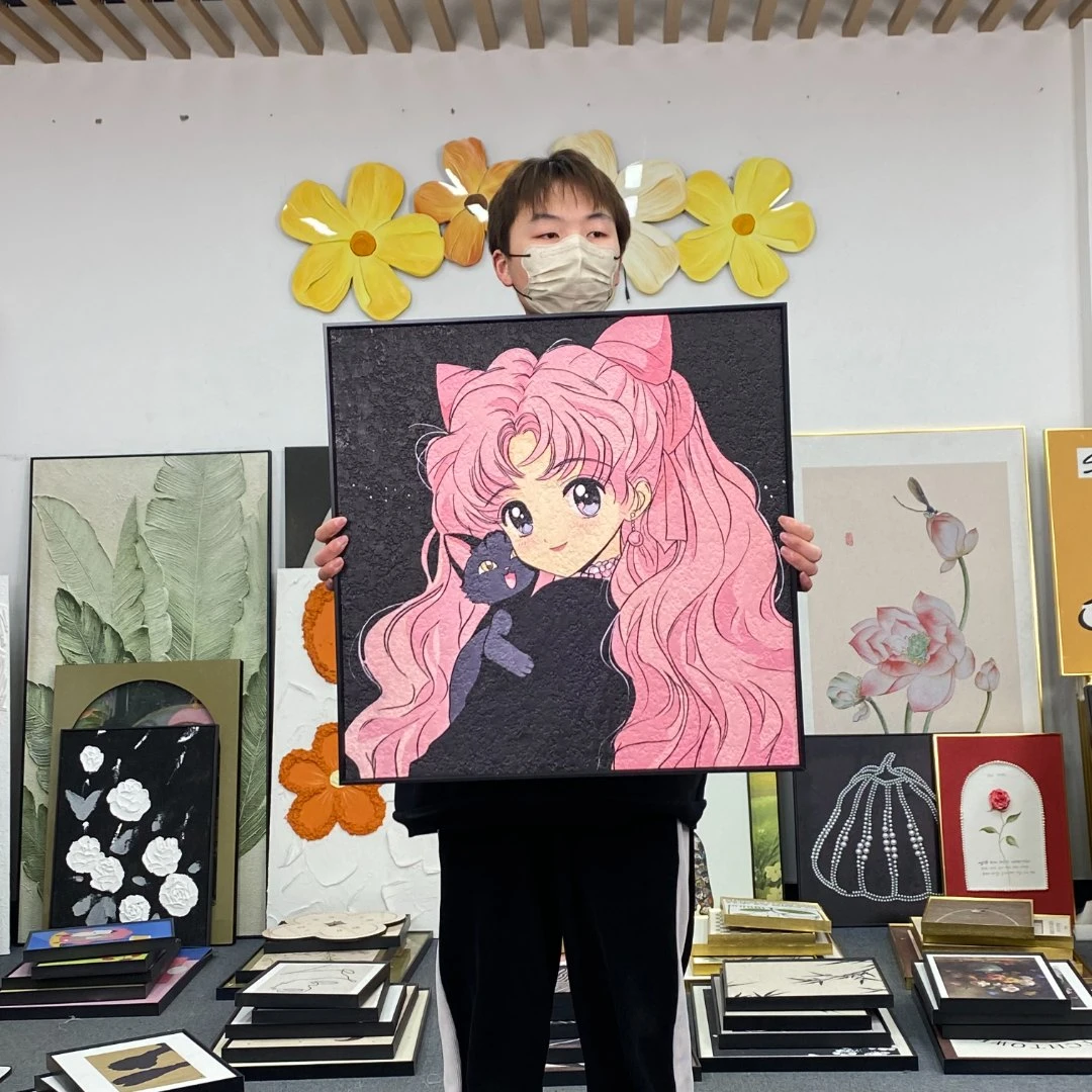 砂岩美少女战士动漫简约餐厅客厅儿童房书桌斗柜挂画女孩卡通6060