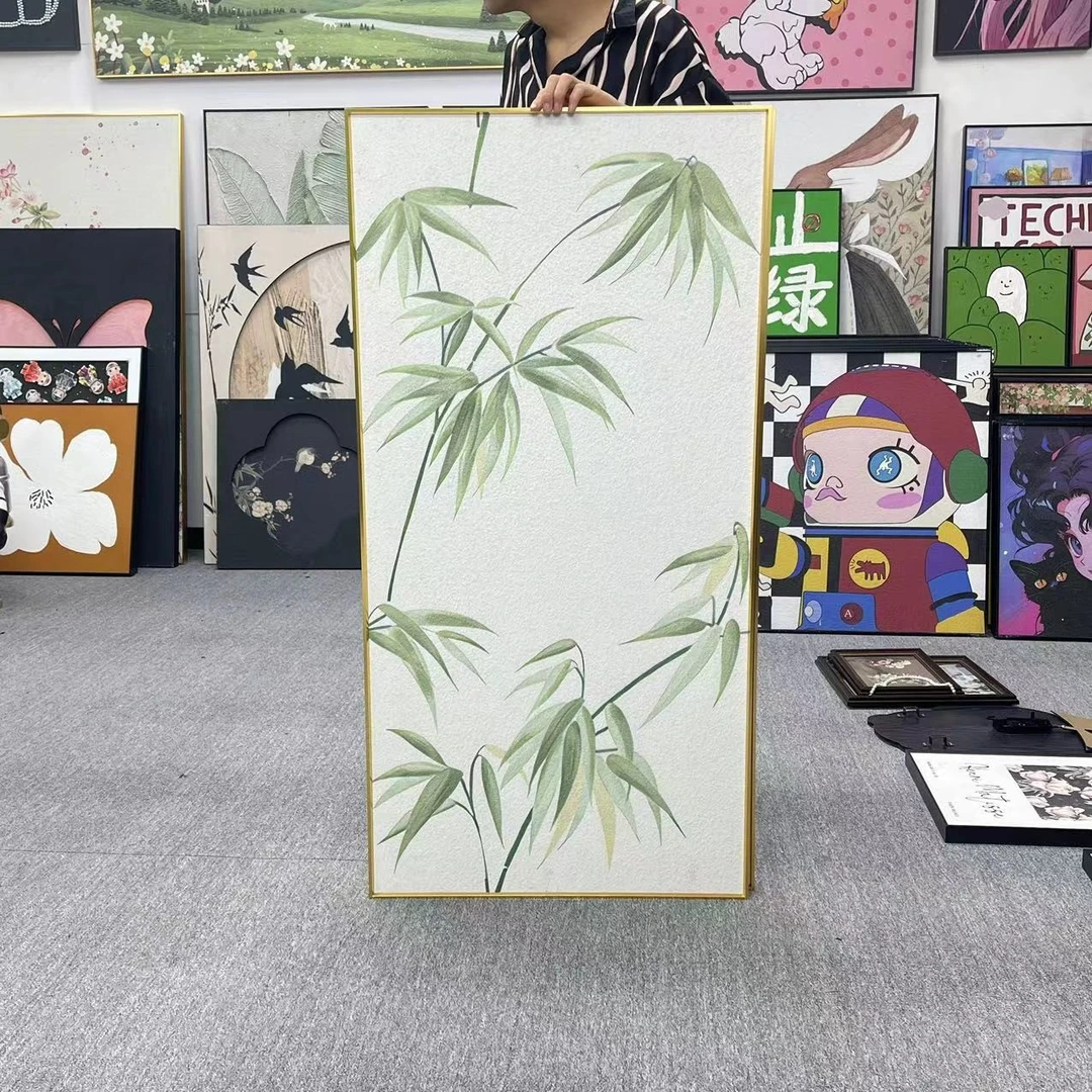 砂岩中式竹子玄关餐厅书房茶室办公室高档装饰挂画绿意盎然60120