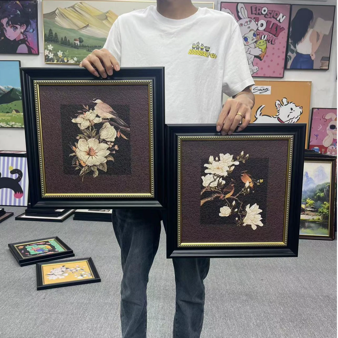 中古风餐厅装饰画法式小众复古客厅沙发背景墙壁画诧寂风组合4040
