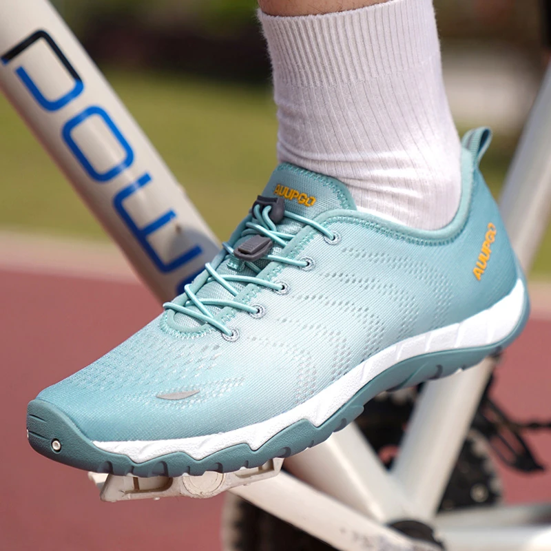 尚走无锁骑行鞋男款夏季透气公路自行车鞋非锁硬底平踏山地车鞋女