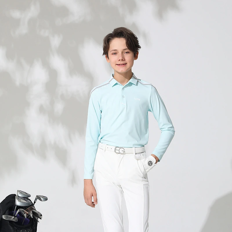 新款EG儿童高尔夫服装男童长袖T恤 秋冬季青少年上衣服舒适运动衫