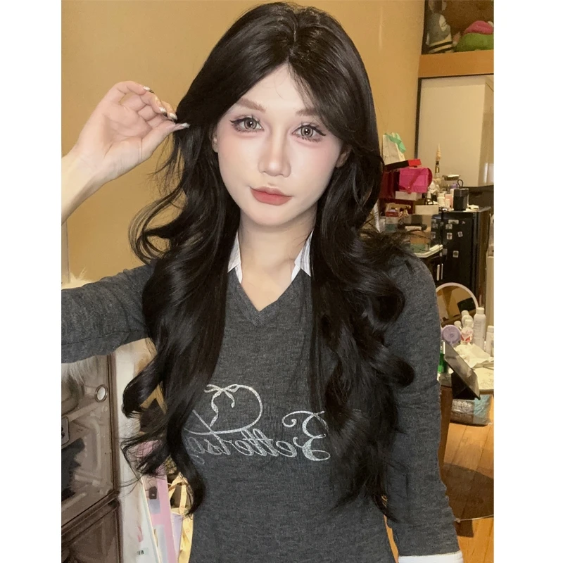 小U专属【钓系名媛】小额蕾丝黑色卷发假发自然蓬松日常时尚百搭