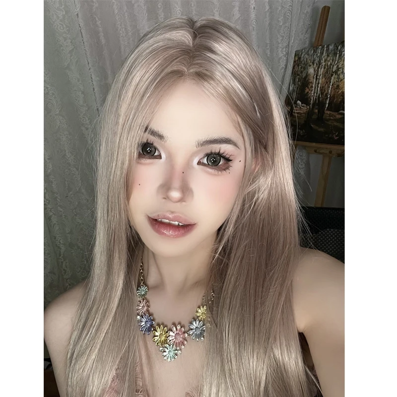 【六零推荐】二代小额蕾丝进口丝假发时尚中分长直发蓬松发缝逼真