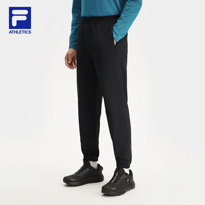 Fila/斐乐男针织长裤2024秋冬新款休闲运动风系带长裤A11M441605