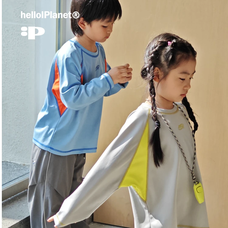 现ppapa省心穿搭拼色运动珠地速干衣针织儿童训练透气长袖 013009