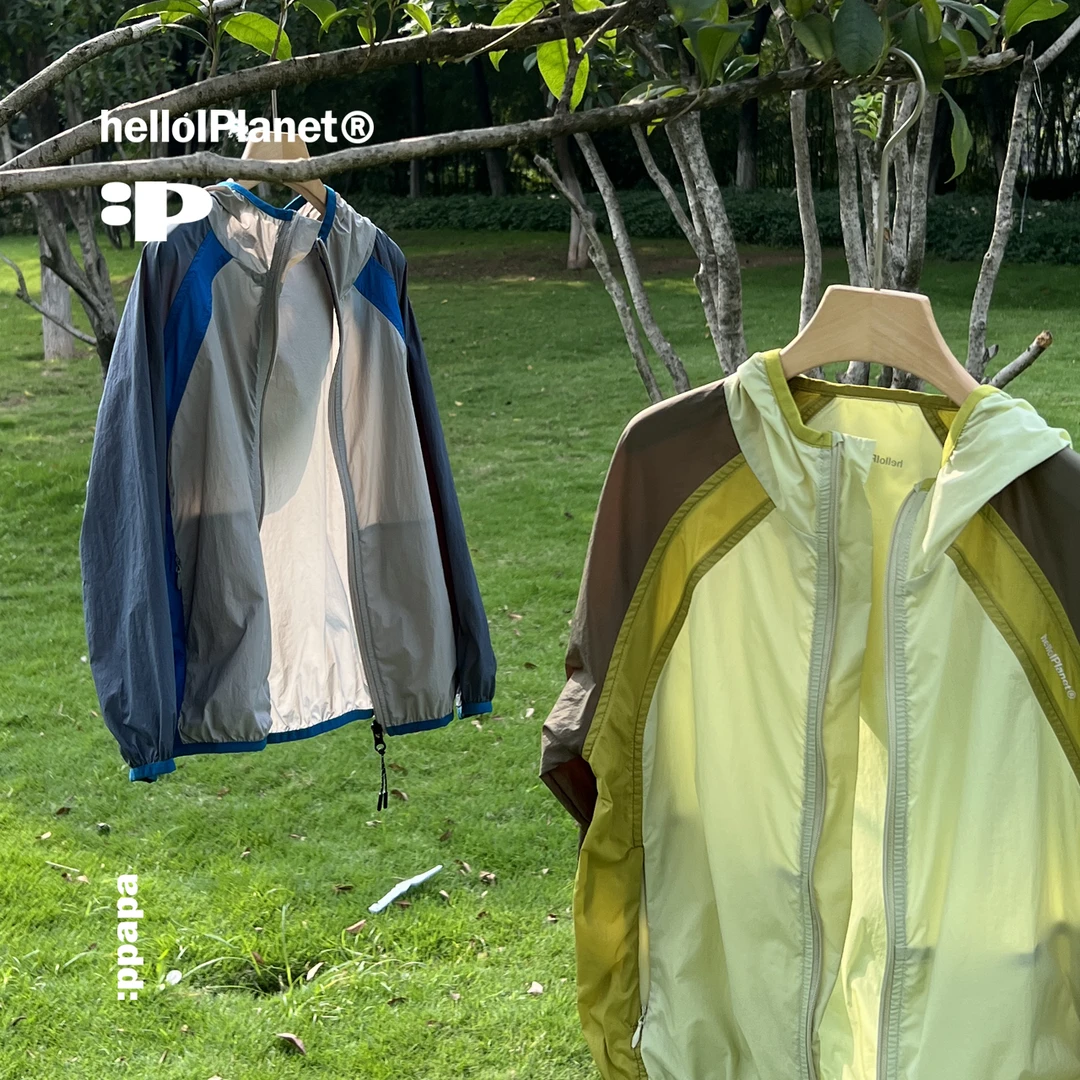 PPAPA 防晒衣外套运动休闲连帽透气夏季户外宽松百搭拼色 813433