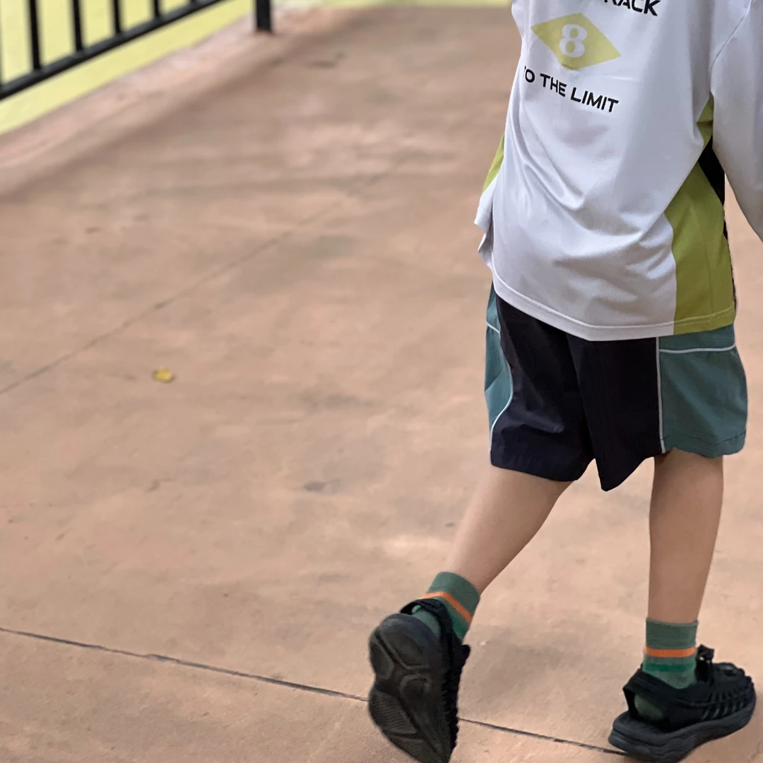 PPAPA 撞色大色块透气中裤儿童中大童美式运动阔腿宽松 813419