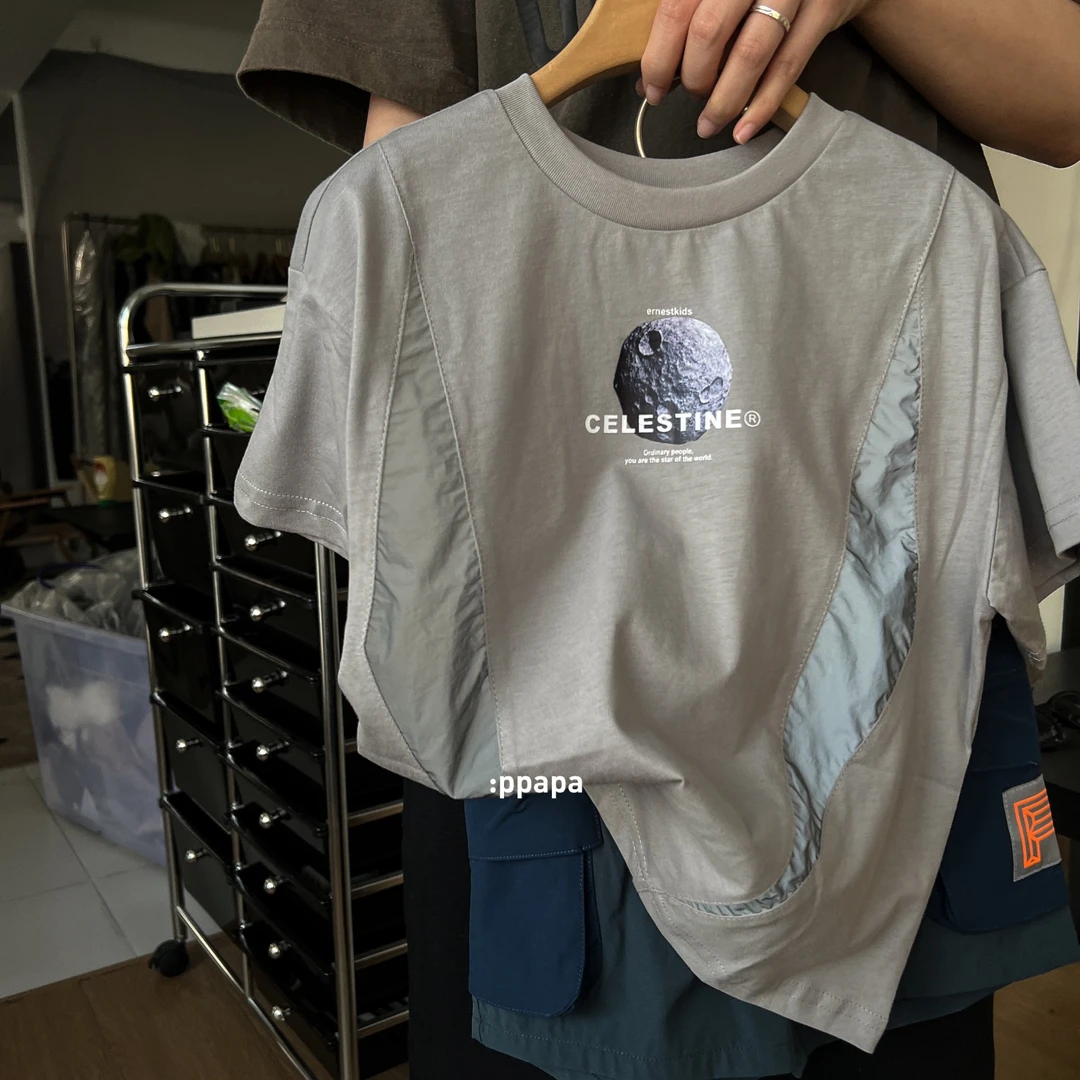 PPAPA 现货陨石短袖圆领百搭儿童宽松上衣韩版 8136253