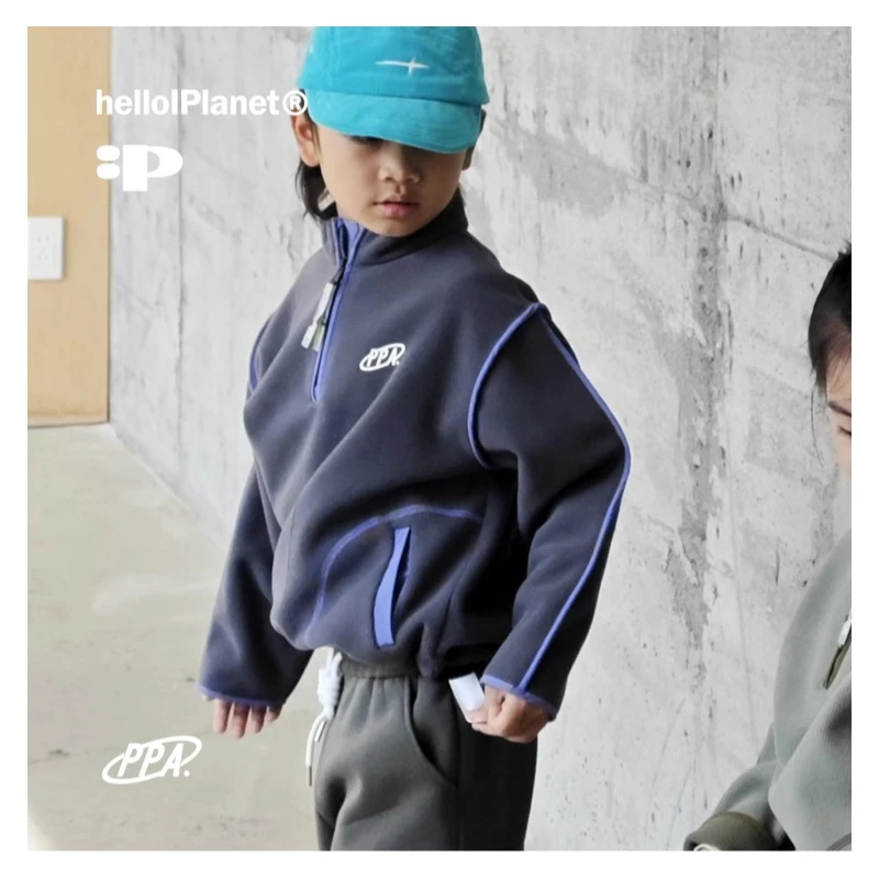 ppapa 立领加绒针织长袖儿童卫衣中性中大童 1013015