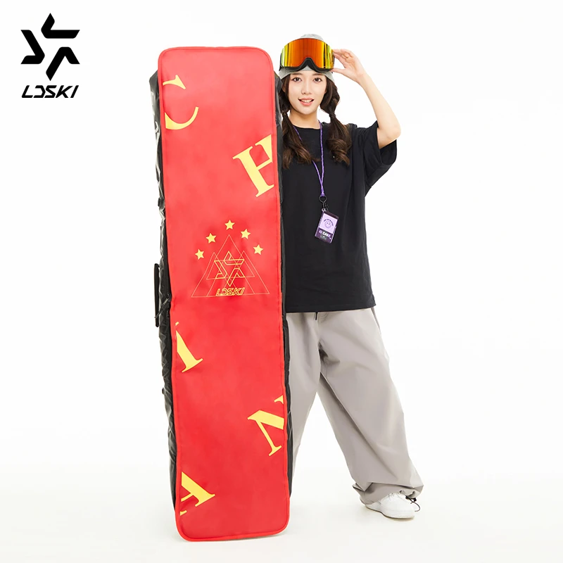 （单双板通用）滑雪红色轮包纯尼龙复合TPU材质