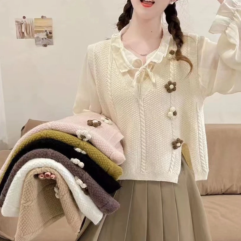 小马甲女秋款上衣气质时尚小众洋气甜美针织背心马夹女小个子款