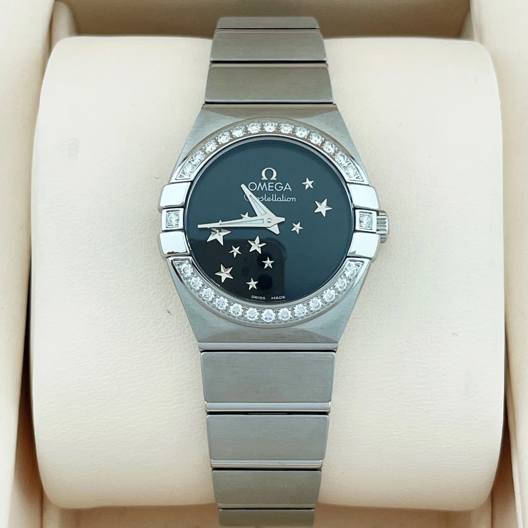全新未使用 Omega/欧米茄 星座系列石英女表公价37700原镶钻女士