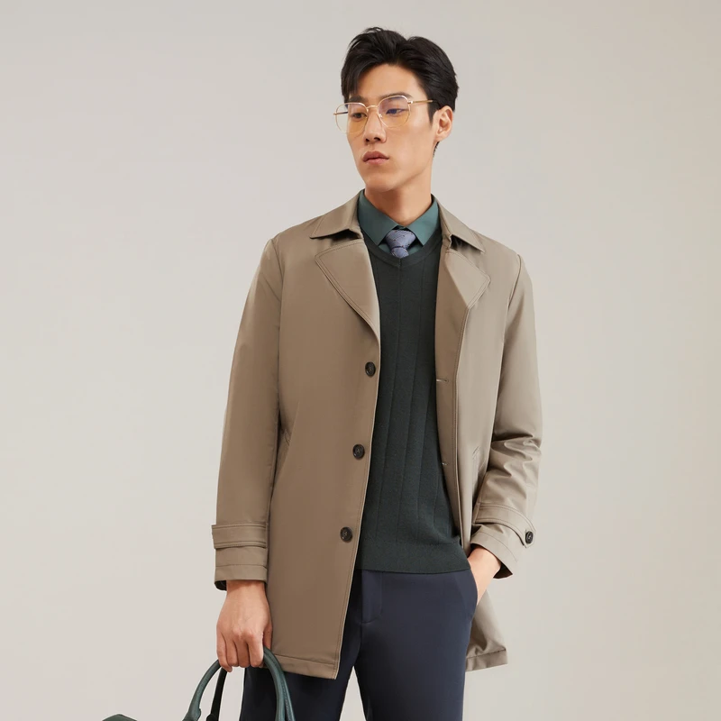 【六防科技面料】雅戈尔翻领风衣男士商务休闲通勤中长款防风外套